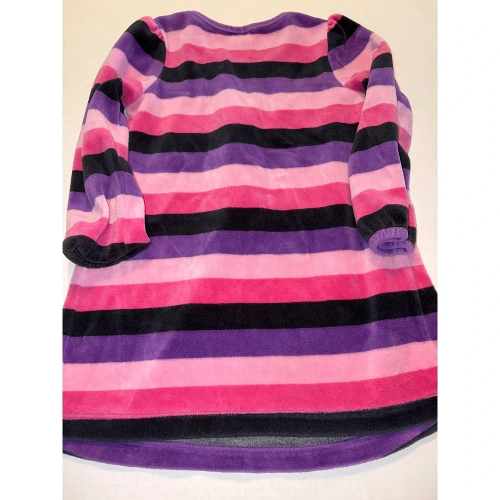 OshKosh Dress Striped Velour Long Sleeve‎ Casual Comfy Pink Purple Size 3T VTG